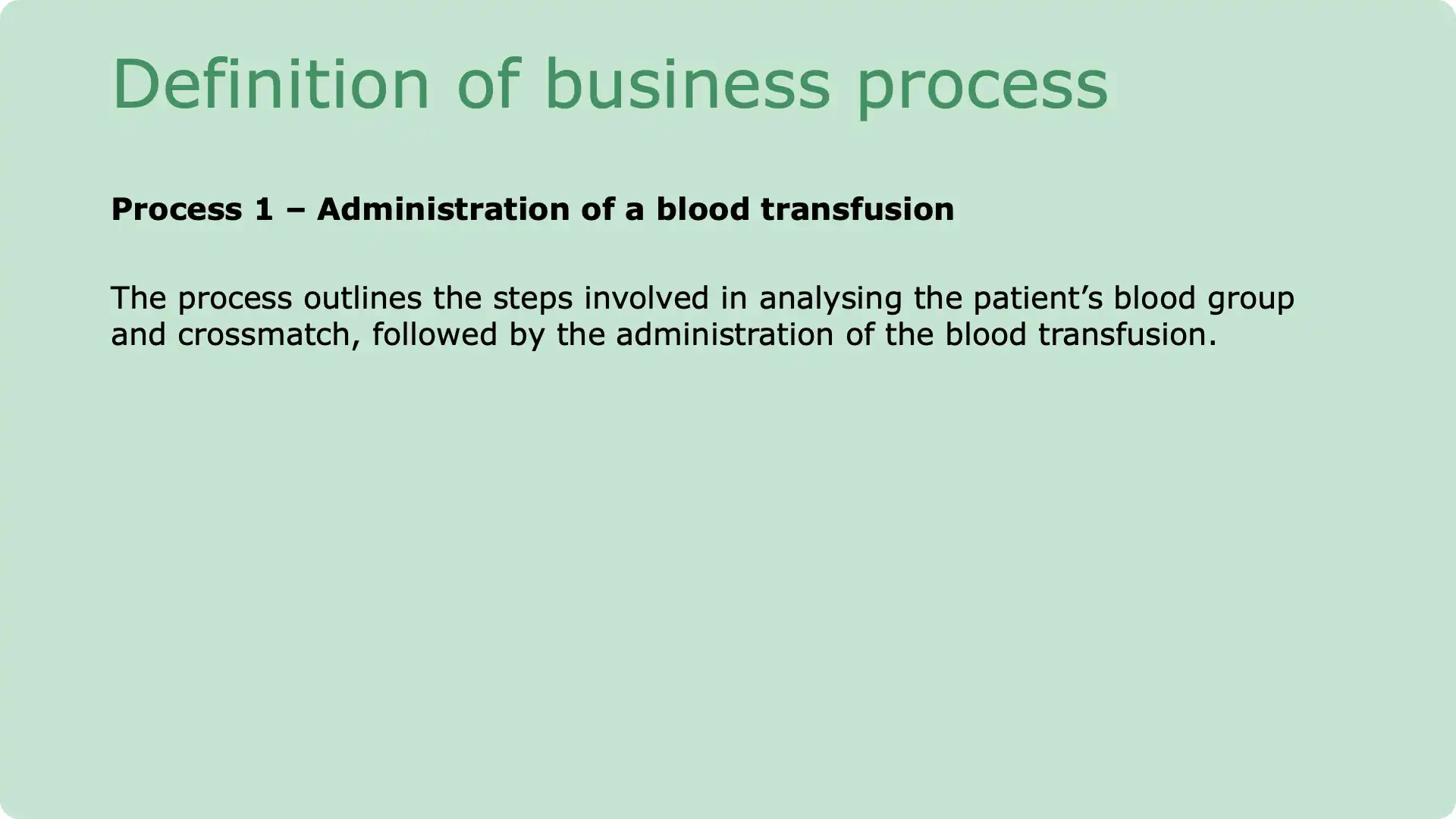 Overview of blood transfusion workflow in GS1 Hospital