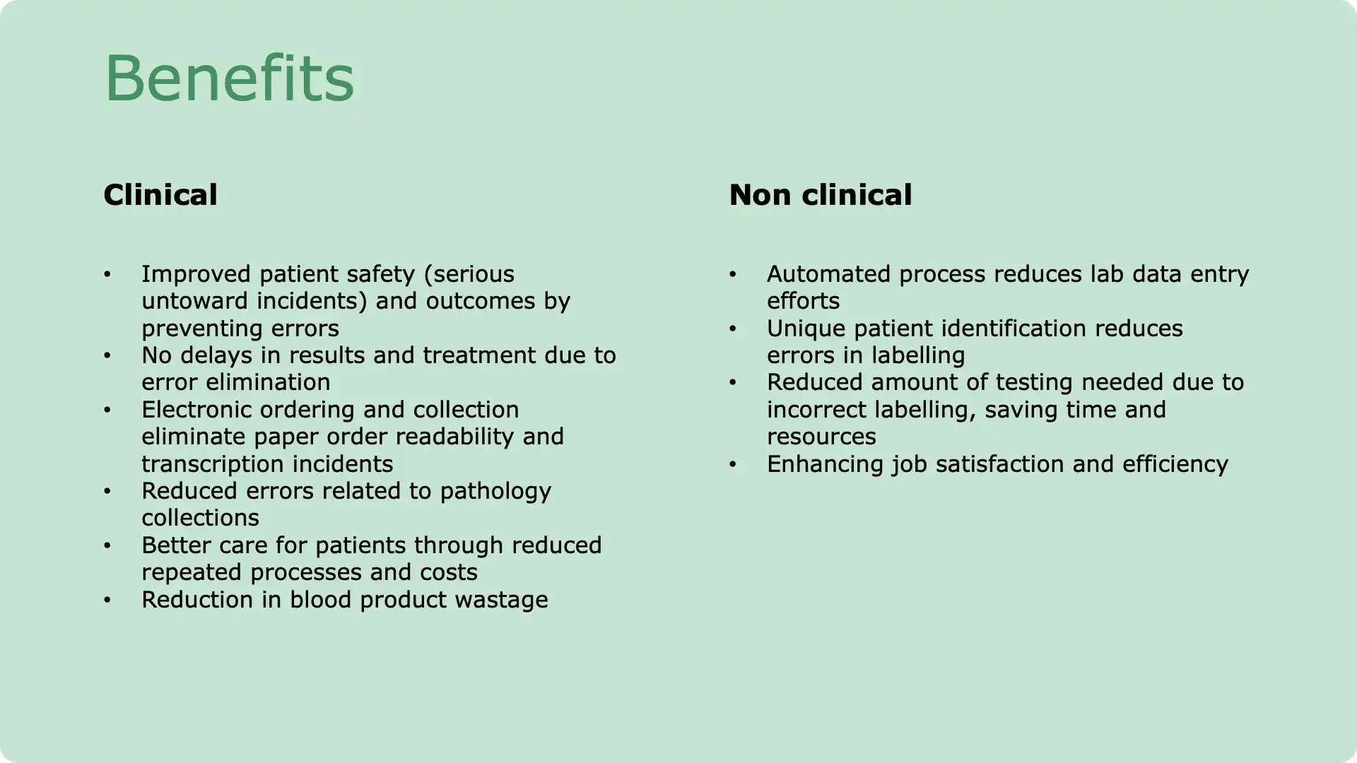 Benefits of traceability in the Blood Bank process