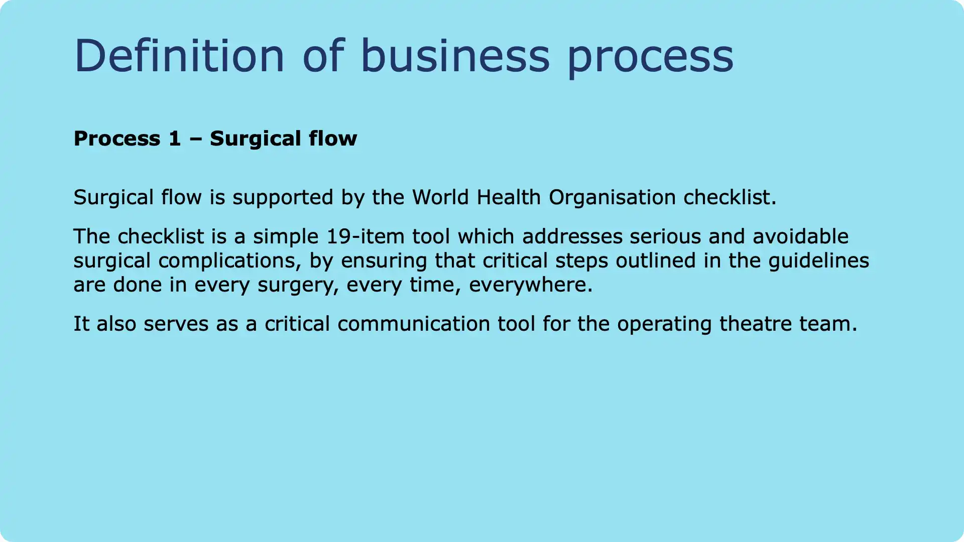 Operating Room Slide 1 – Surgical Flow Overview