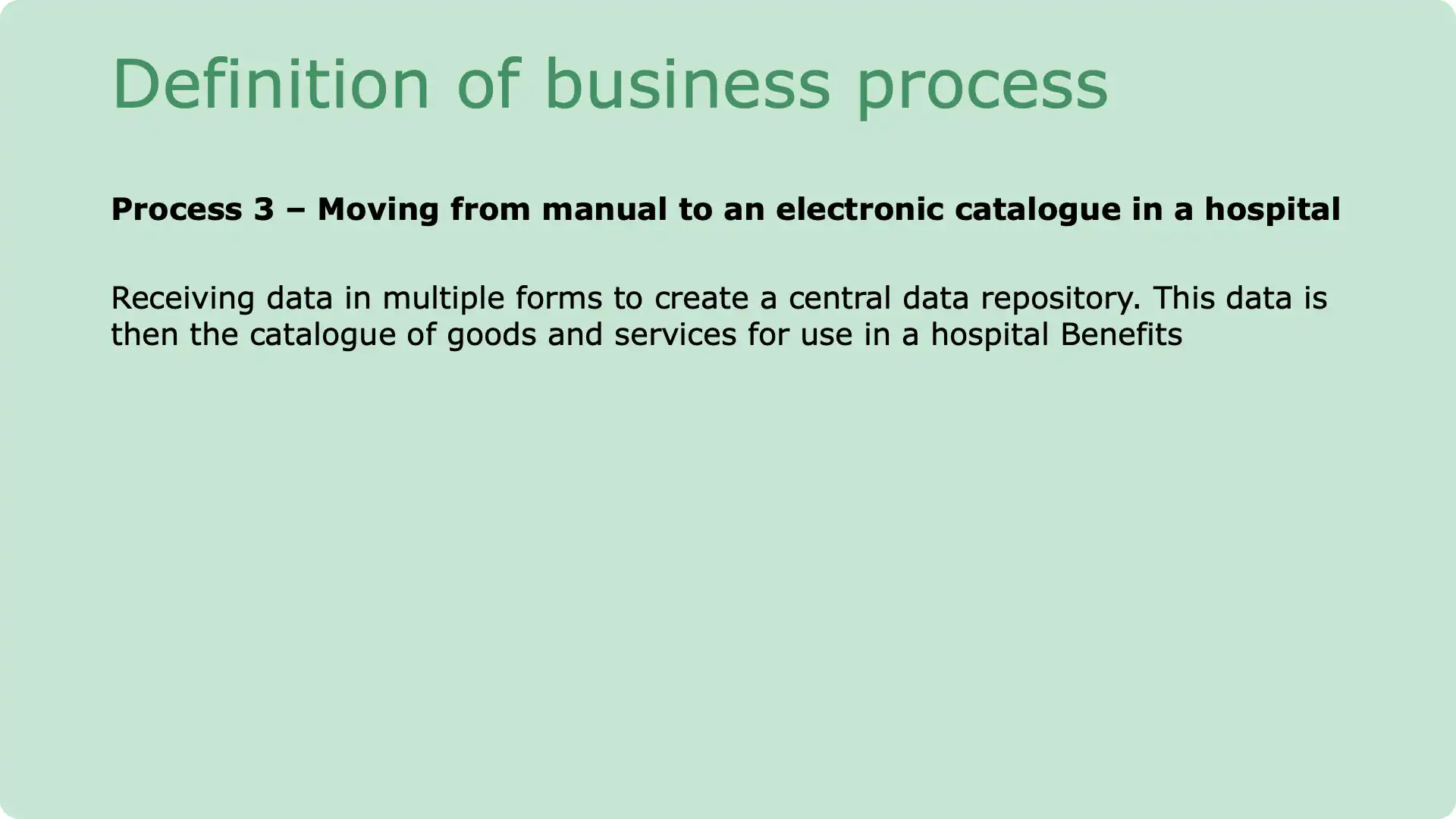 Introduction to transitioning from manual to electronic hospital catalogues